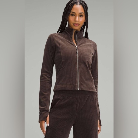 Lululemon NWT Scuba Track Jacket Velvet Espresso Teal Size 2